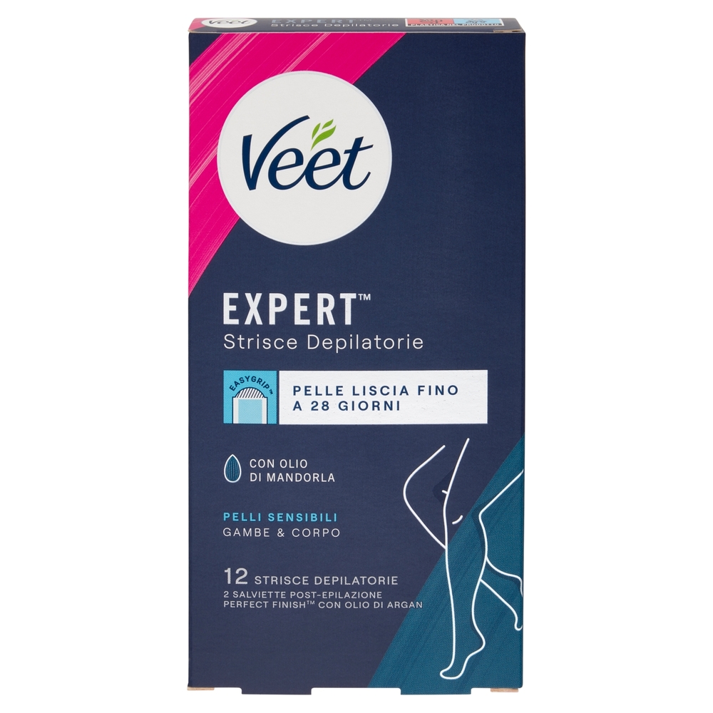 Veet Strisce Corpo Expert Pelli Sensibili 12 pezzi